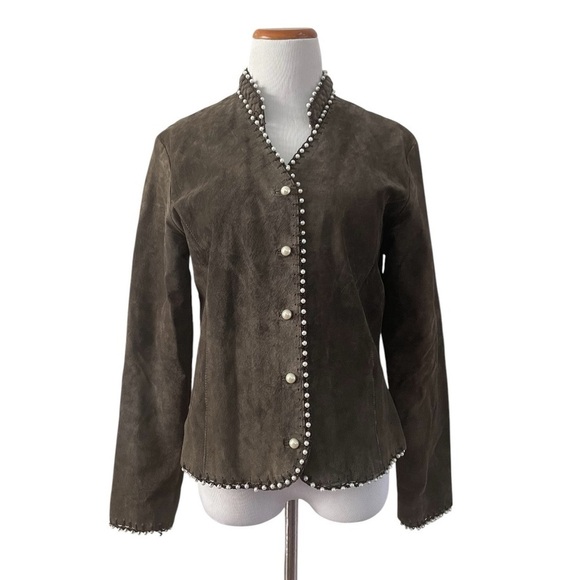 Vintage Y2K Suede and Pearls Blazer by Sophie Chang - Picture 1 of 10